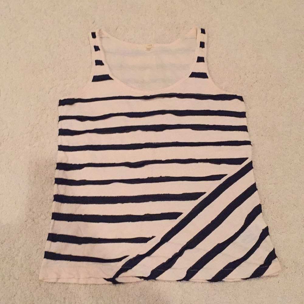 J crew tank top, cream and navy stripes